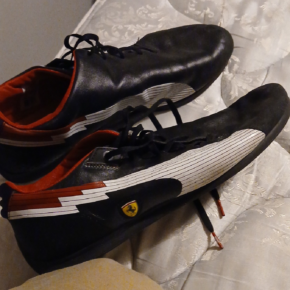Men's Black and Red Ferrari Shoes